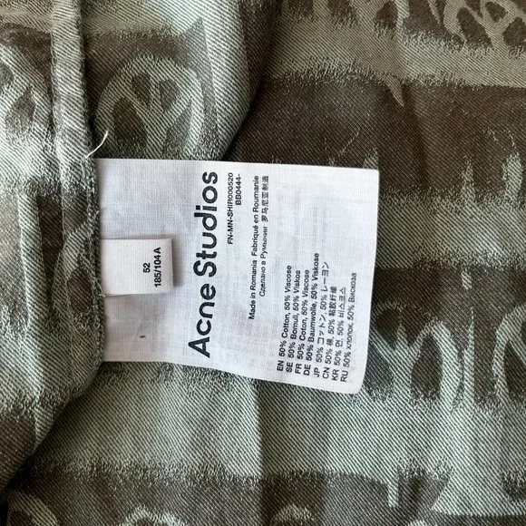 Acne Studios Men's Yellow/Green Peace Long Sleeve Button Up